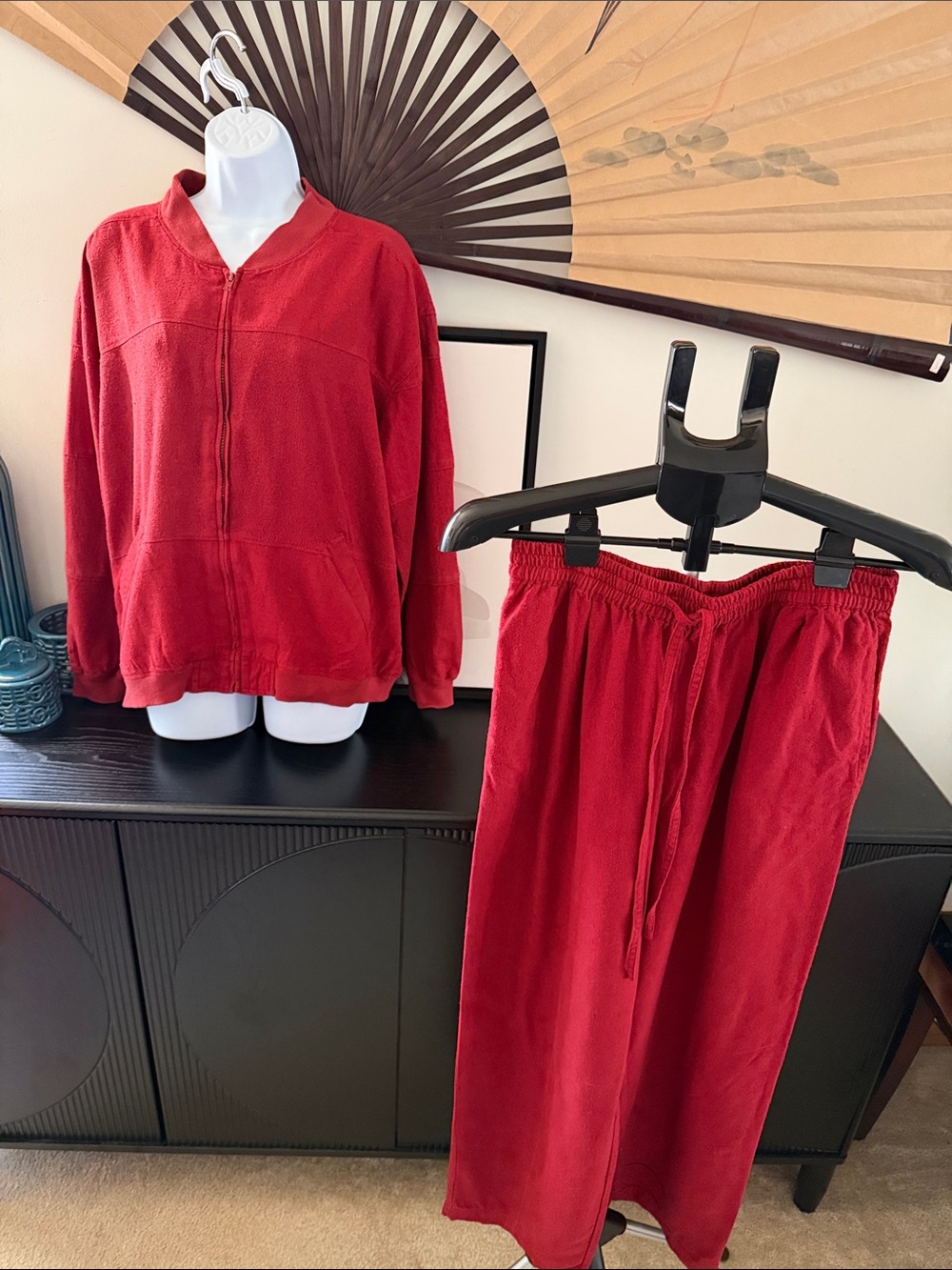 Rare Vintage 90’s Selene Sport 100% Raw Silk Rust 2 Piece Pant Set